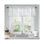 Fmfunctex Foil Silver Branch White Sheer Valance Curtain For Living