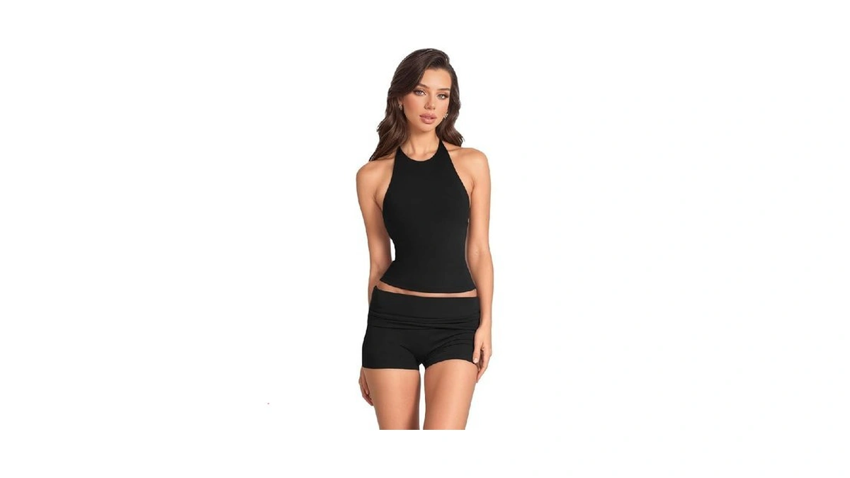 Yzmjafu Women's Y2k Halter Neck Sleeveless Top, Solid Casual Demi