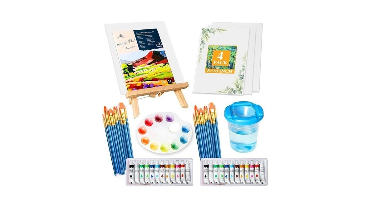 Kastewill Acrylic Paint Set, 52pcs With Paint, Painting Brushes,acrylic Paints