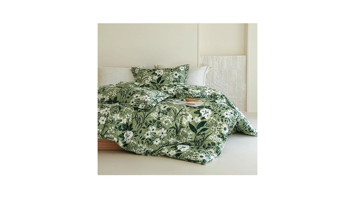 Solycoil Floral Comforter Queen Size - 100% Cotton Sage Green