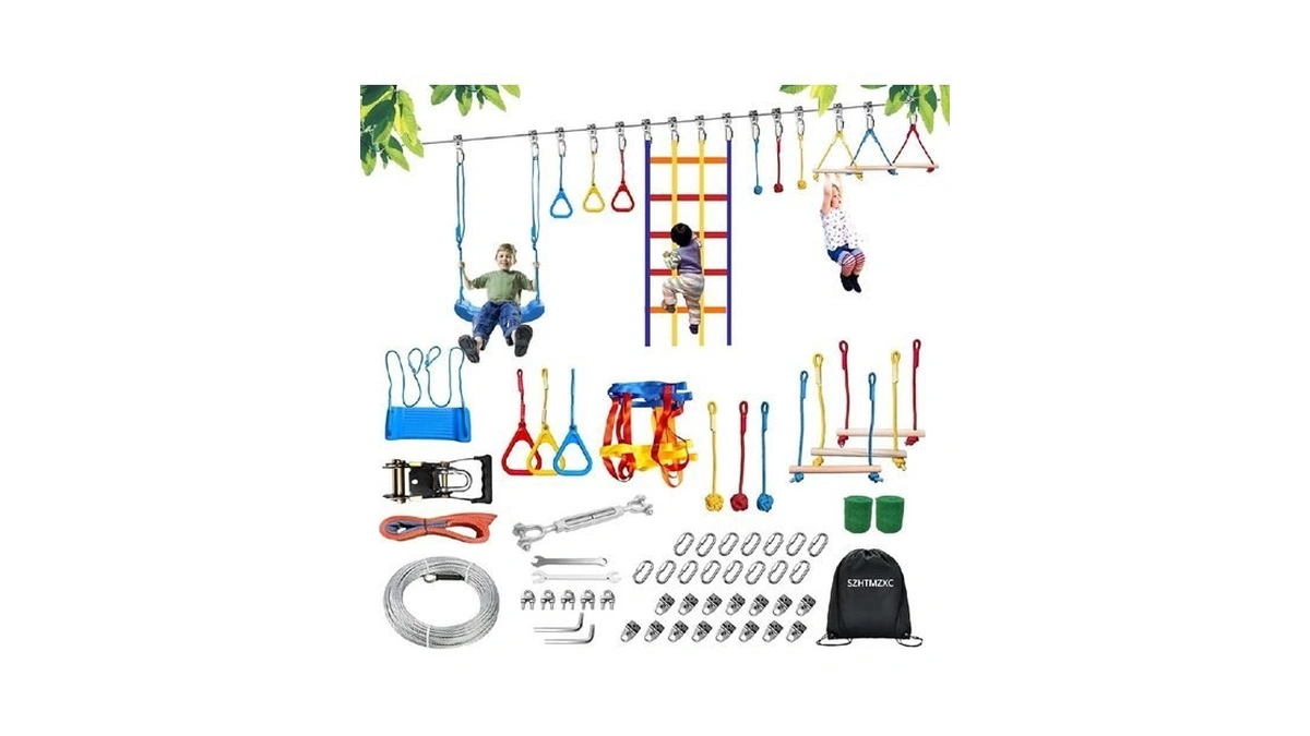 Szhtmzxc Ninja Warrior Obstacle Course For Kids Backyard Outdoor, 55ft