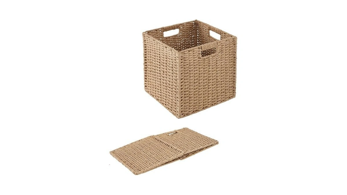 Paper Woven Foldable Storage Baskets 1 Pack, 11 Inch Cube