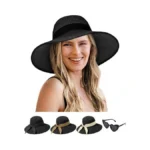 Senker Fashion Sun Hats For Women, Wide Brim Straw Floppy