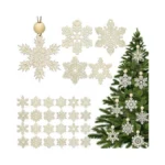 24 Pcs Wooden Christmas Snowflakes Ornaments 4.3inch 12 Designs Diy