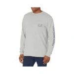 Vineyard Vines Men's Long Sleeve Vintage Whale Pocket T-shirt, Gray