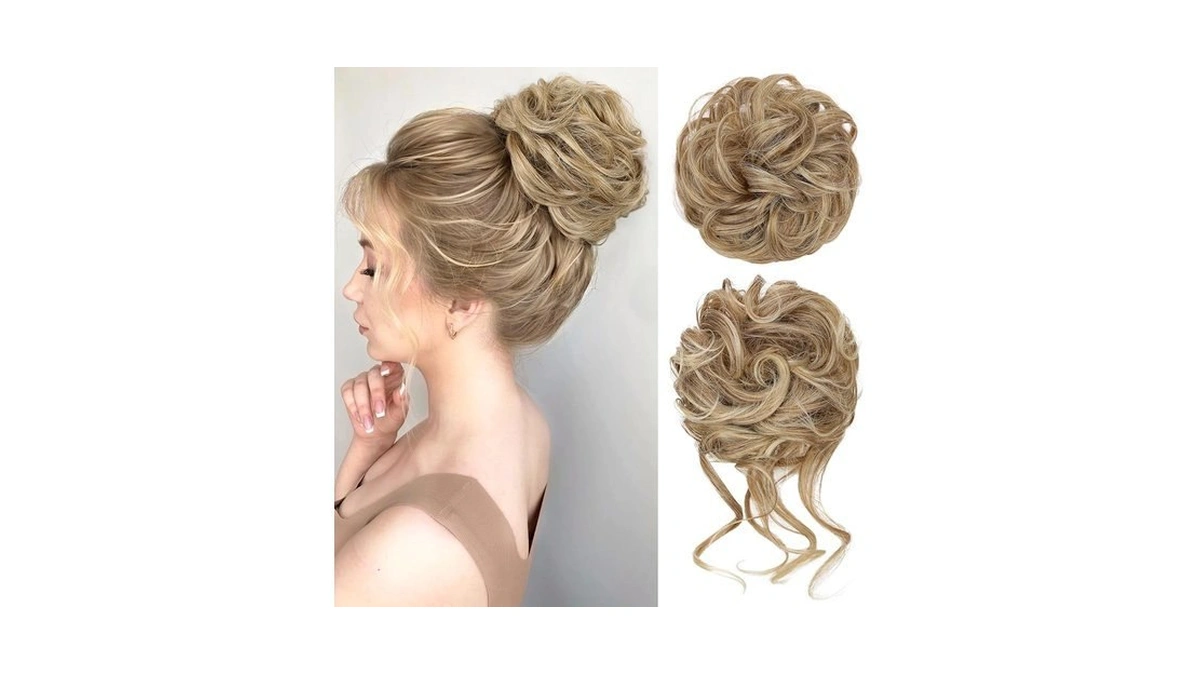 Hmd 2pcs Messy Bun Hair Piece Curly Wavy Hair Bun