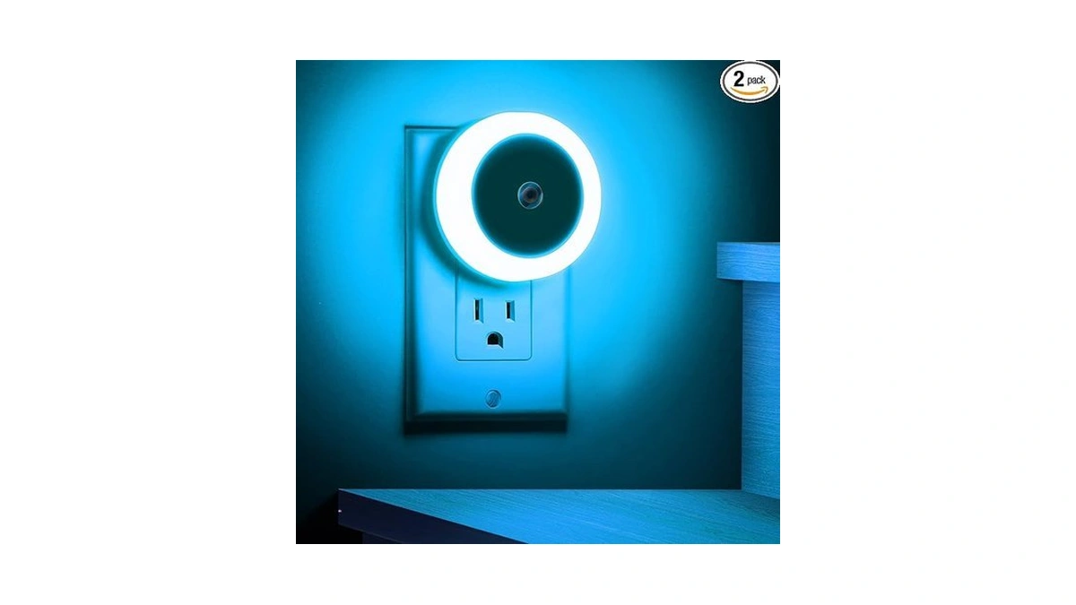 Briignite Azure Blue Night Light, Night Lights Plug Into Wall