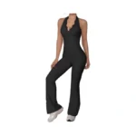 Kaifuying Women Workout Scrunch Flare Jumpsuits Lace Deep V Hanging