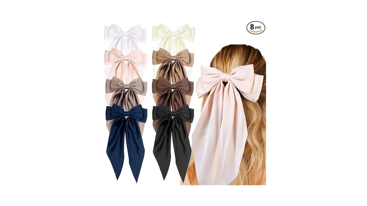 Hair Ribbon Clips With Long Tails - 8 Pcs Cute
