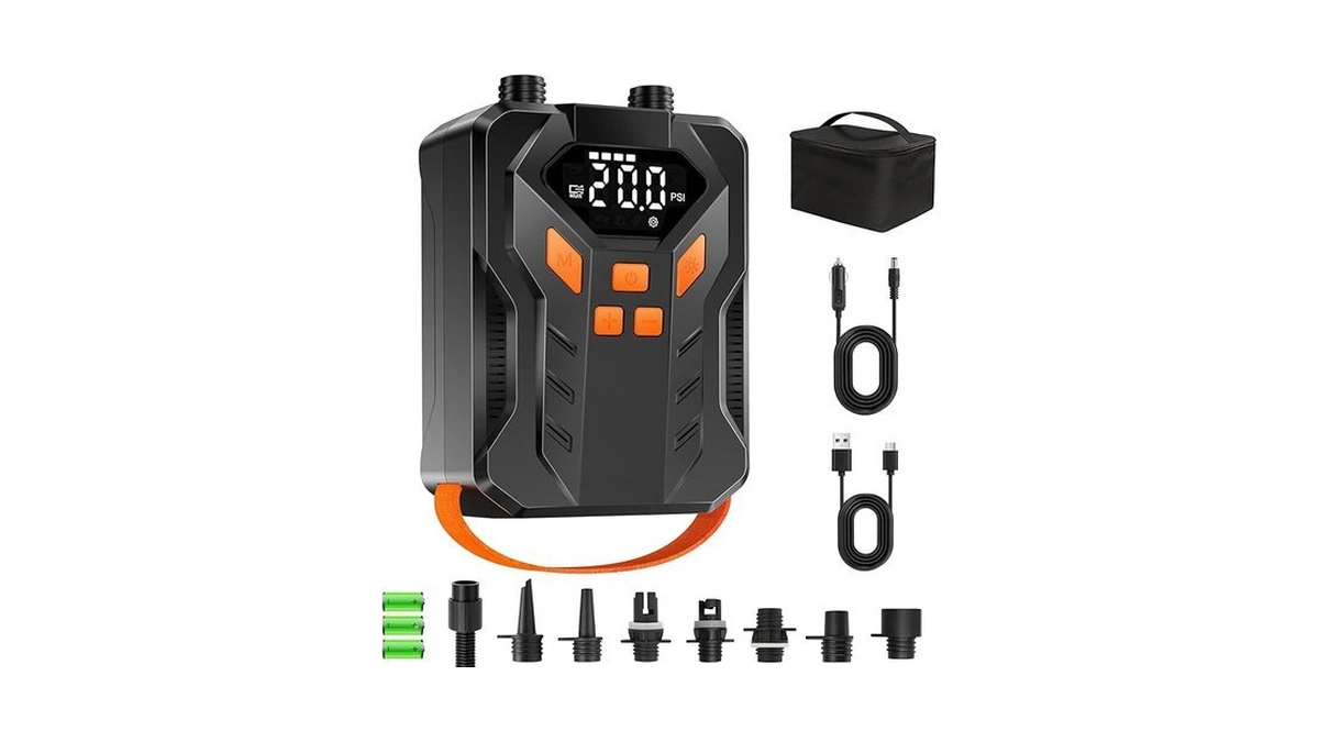 Ladate Rechargeable 20psi Electric Paddle Board Pump – Dual-stage Inflation
