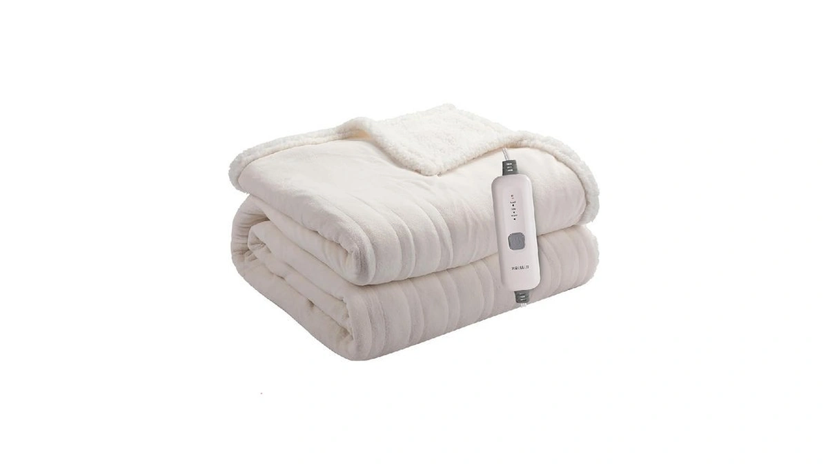 Brillio Electric Heated Blanket 50"x60" Throw Size Flannel & Sherpa
