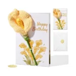 Ovesmusl Birthday Card For Women Refillable Handmade Crochet Flower For