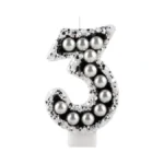 Black Pearl Birthday Candles, Number 3 Candle, Happy Birthday Candles