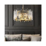 Aimluxin Gold Crystal Chandelier Modern Chandeliers 8 Lights Round Light