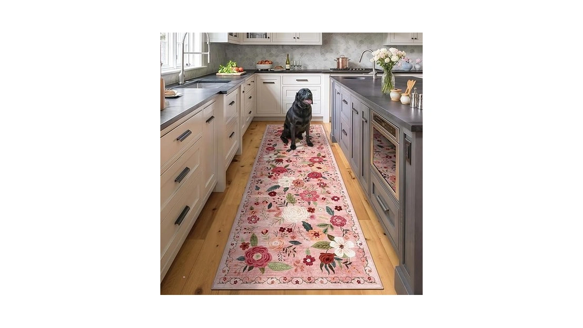2x6 Machine Washable Runner Rug, Kitchen Hallway Area Rug Dark