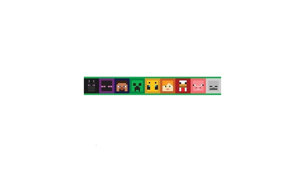 Roommates Minecraft Iconic Faces Peel And Stick Wallpaper Border, Rmk12377bd