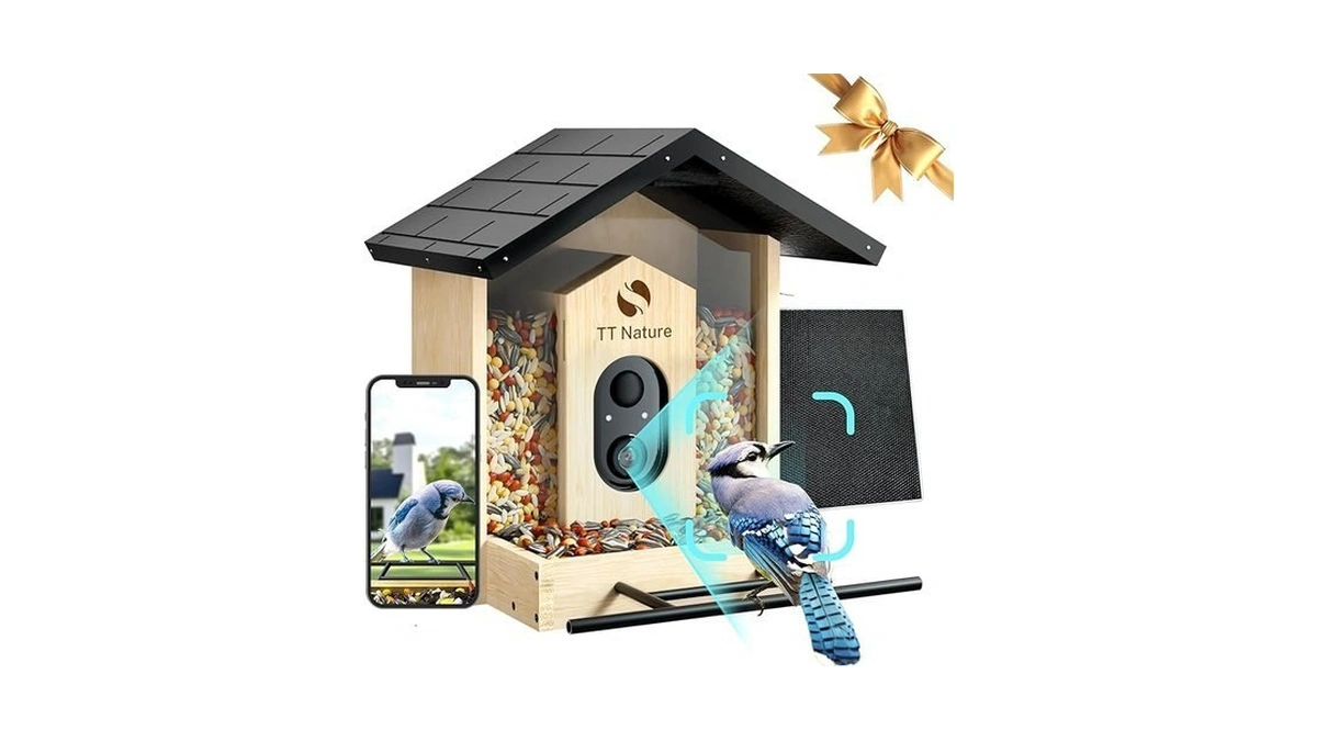 Tt Nature Bird Feeder With Camera Solar Powered, Upgraded 1.5l