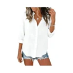 Jekaoyi Womens Button Down Shirts Cotton Casual Long Sleeve Gauze