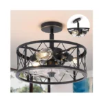 Redstar 15" Caged Ceiling Fans With Lights And Remote Flush