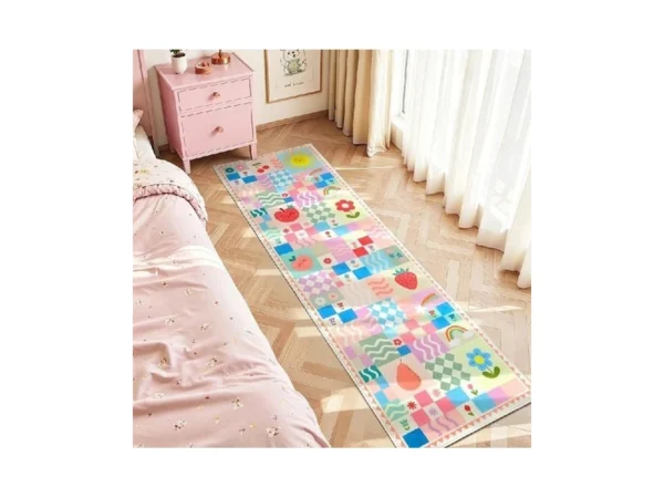 2x6 Pink Runner Rug For Girls Bedroom, Kids Hallway Washable