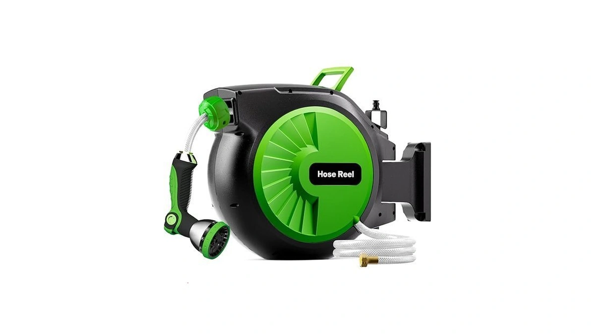 Retractable Garden Hose Reel 100ft X 1/2 In, Wall Mount
