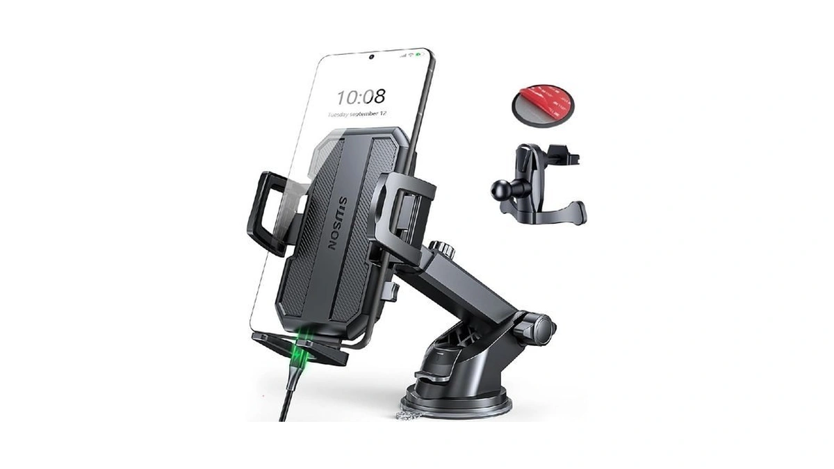 Suuson Upgraded 3-in-1 Car Phone Holder Mount [powerful Suction] Phone