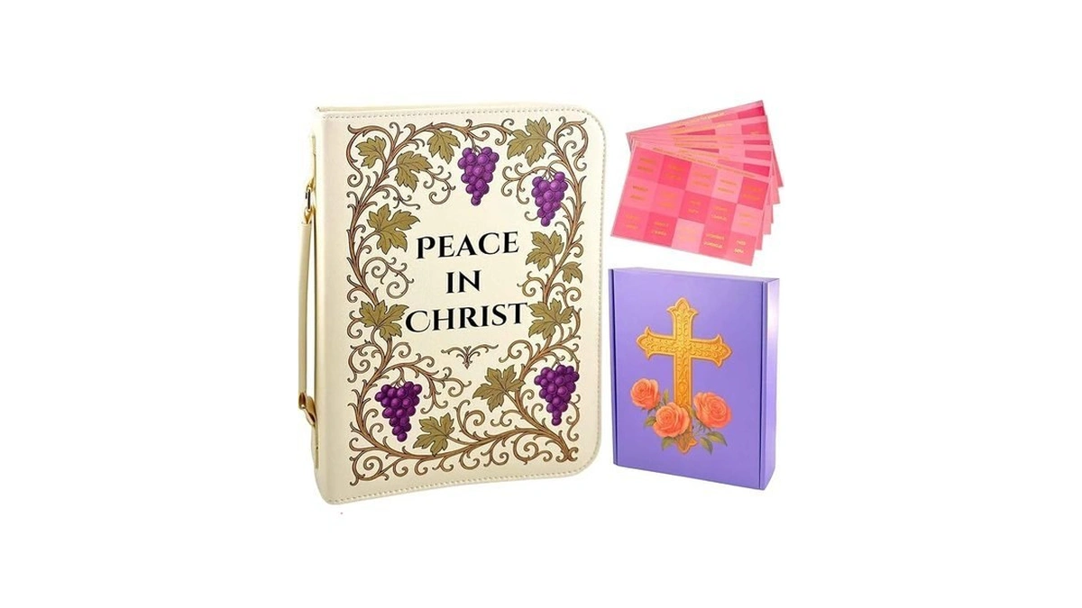 Fenoraye Bible Cover Case For Women, Large Vegan Leather Bible