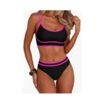 Anrabess Womens Halter Bikini Set Color Block Sporty Swimsuits Two