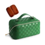 Cessfle Large Capacity Travel Cosmetic Bag Plaid Checkered Makeup Bag