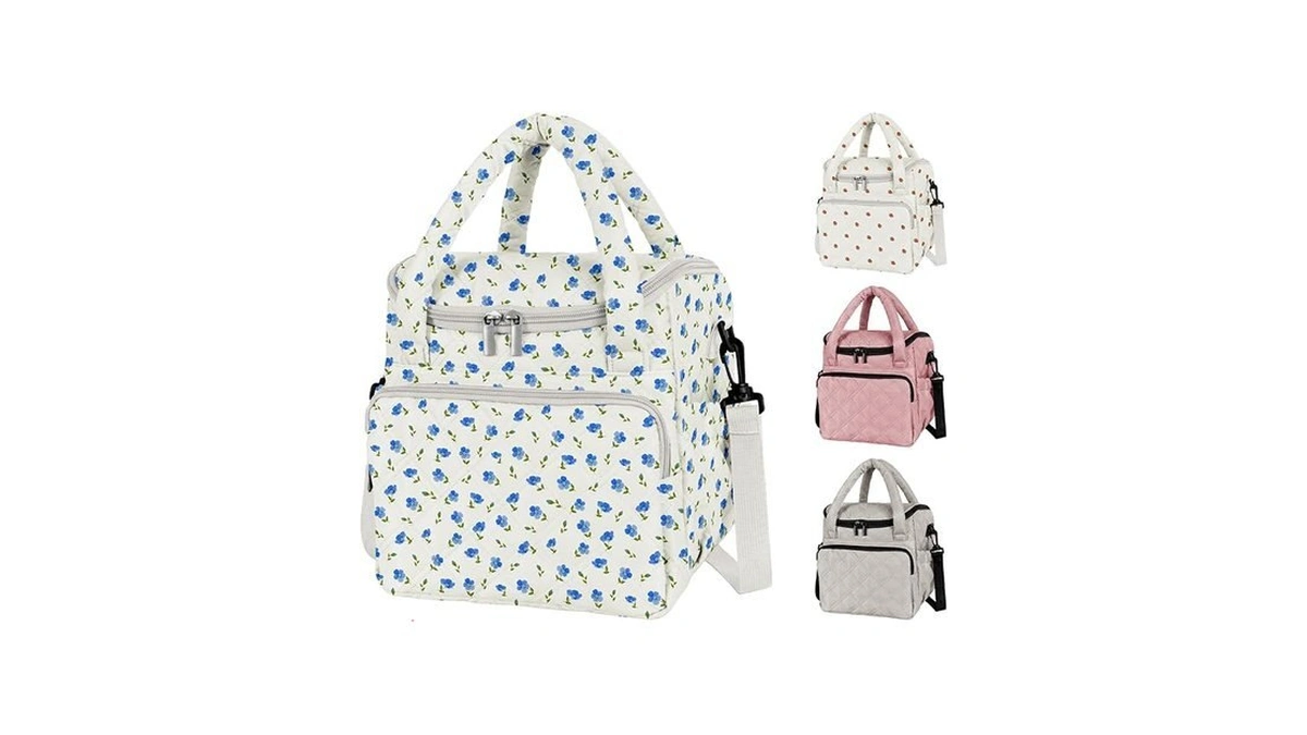 Women's Insulated Lunch Tote Bag - Inch Quilted Lunch Box