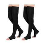 2pairs Ktinnead 20-30mmhg Thigh High Compression Stockings For Women, Open-toe