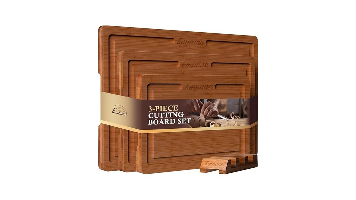 Empune Bamboo Cutting Board Set, Wood Cutting Boards For Kitchen