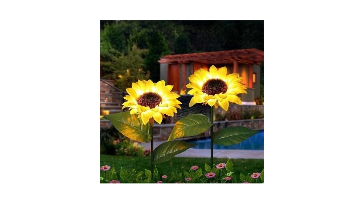 Xbllcyiv 2 Pack Solar Garden Stake Lights, Outdoor Sunflower Led