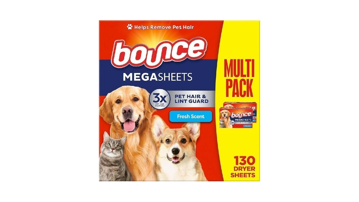Bounce Pet Hair And Lint Guard Mega Dryer Sheets With