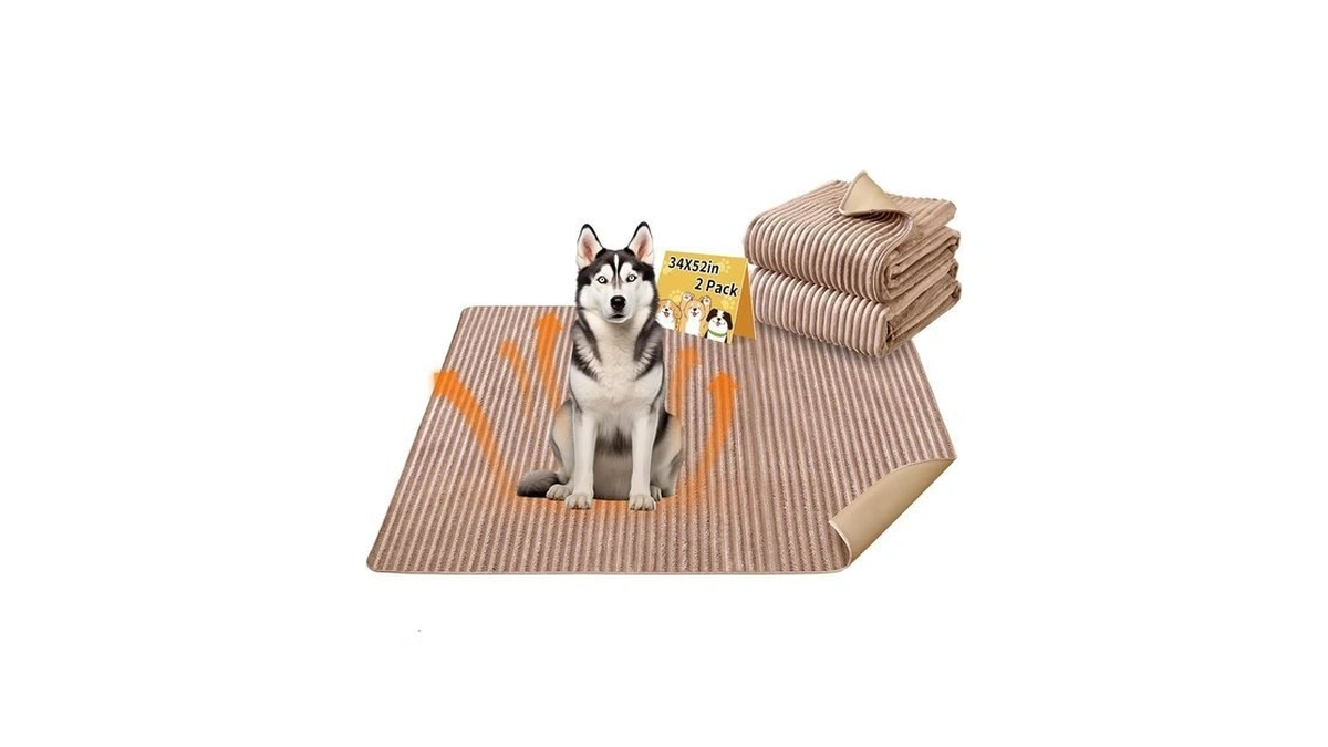 Dog Crate Mat, 2 Pack 34"×52" Flannel Washable Pet Mat
