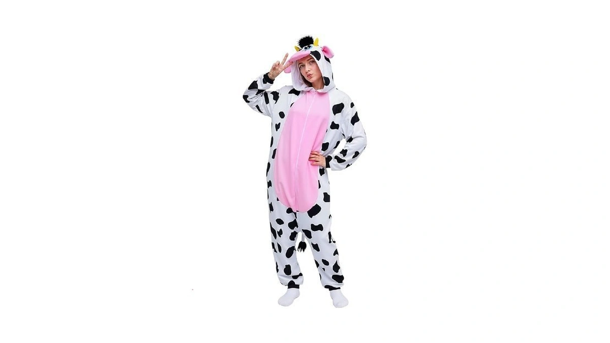 Roc Party Cow Onesie Costume For Adults - Jungle-themed Animal