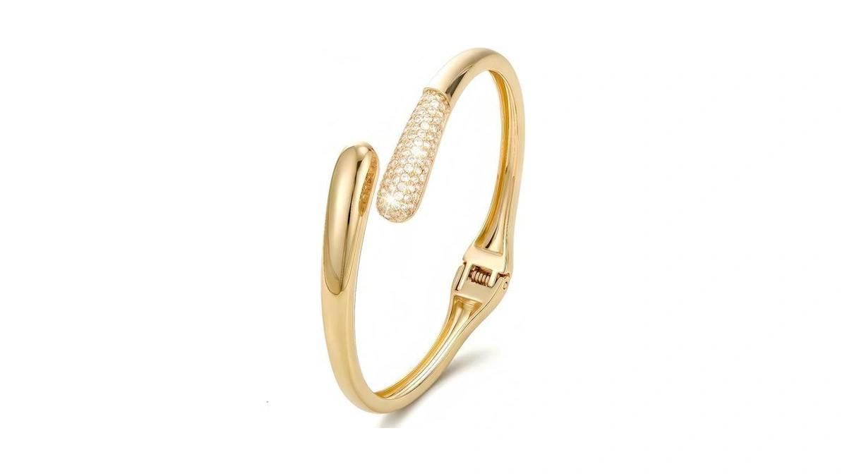 Mulanci Gold Cuff Bracelets For Women, 14k Gold Plated Open