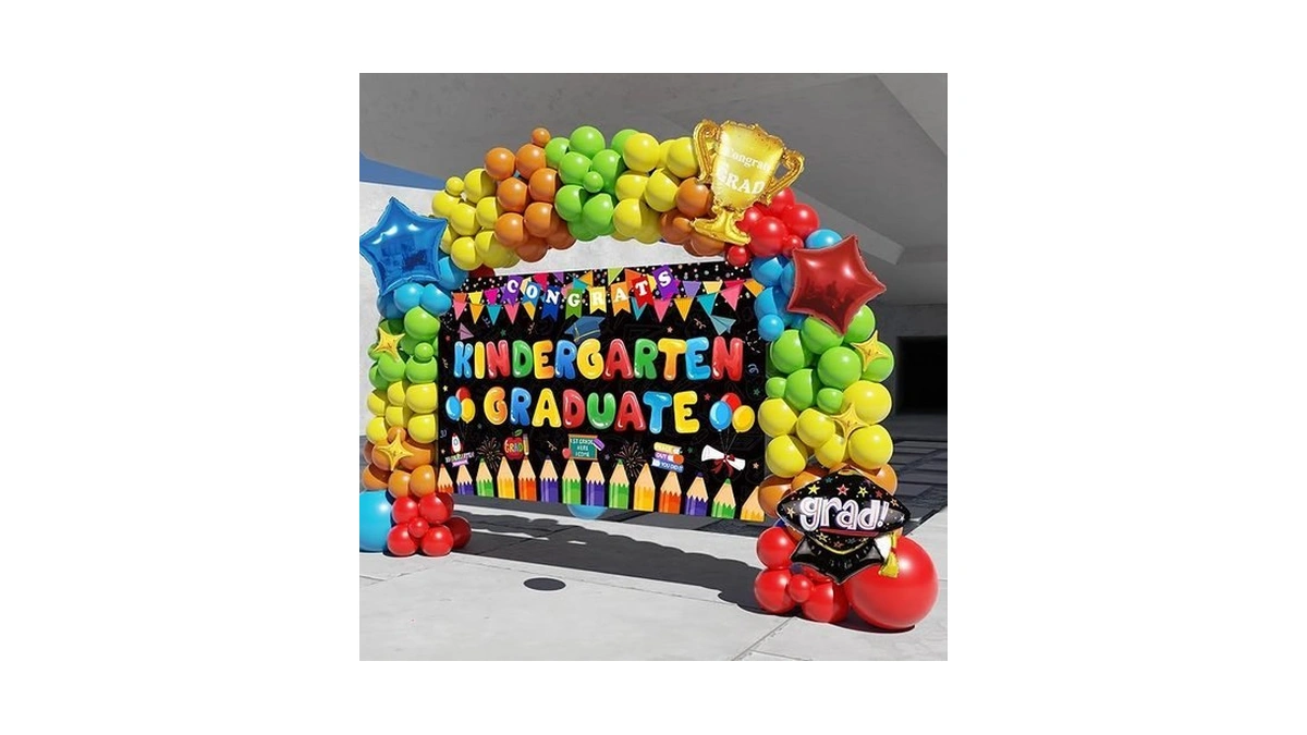 Kindergarten Graduation Decorations,154pcs Kindergarten Graduation Balloon Garland Arch Kit With