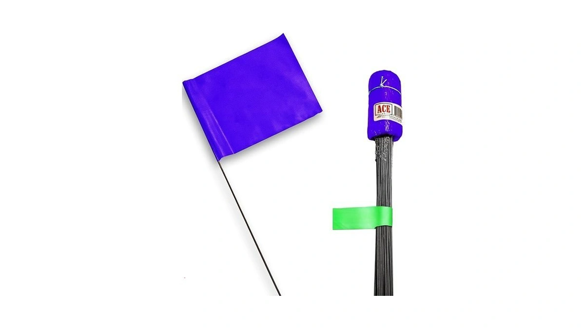 Purple Marking Flags 100 Pack - 4x5x30 Inch Purple Flags