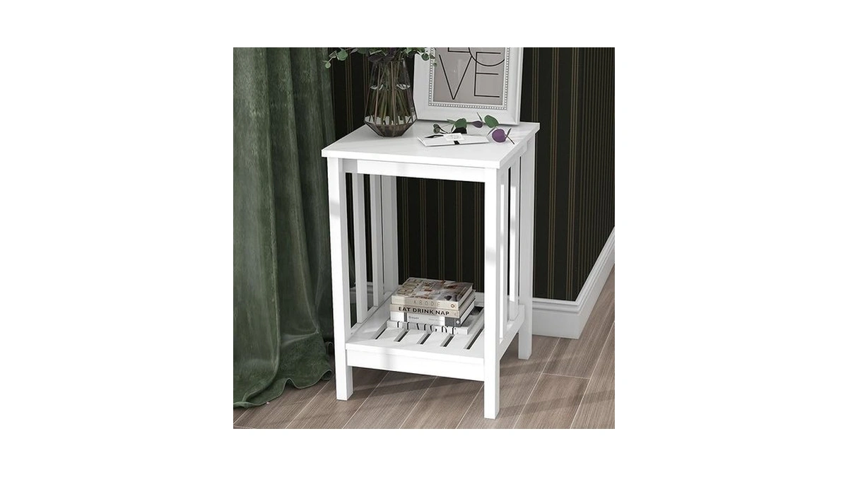 Taohfe White End Tables Modern Side Table Living Room Rustic