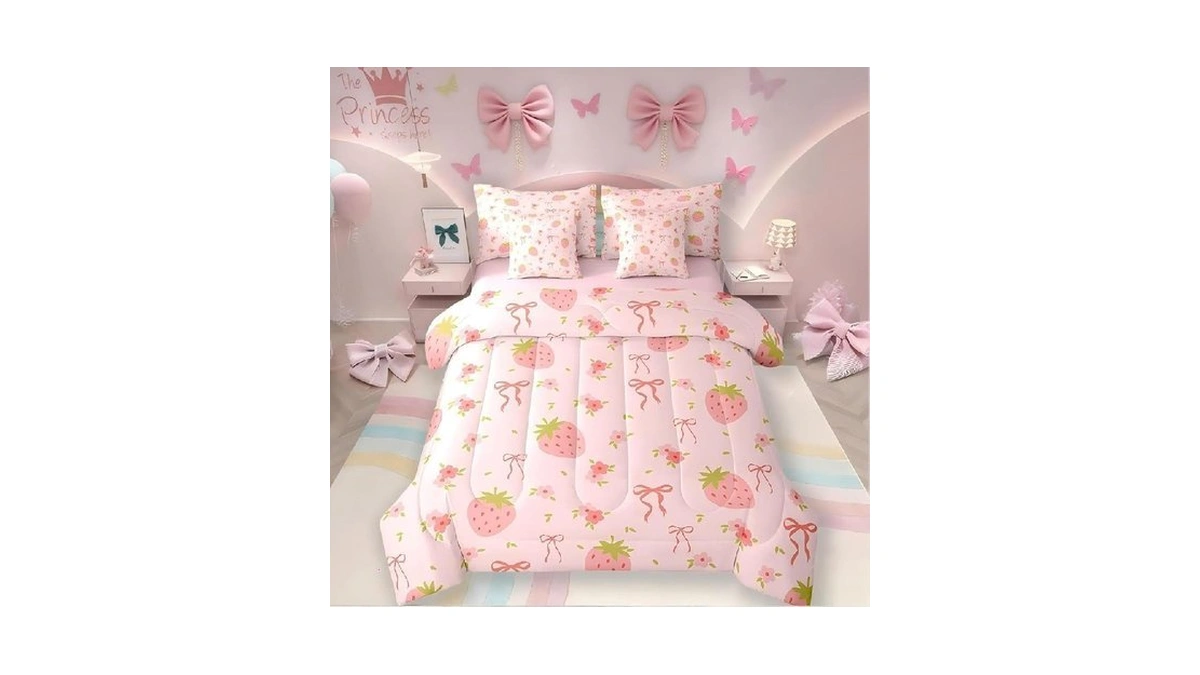 Erosebridal Strawberry Comforter Set 7 Piece Bed In A Bag