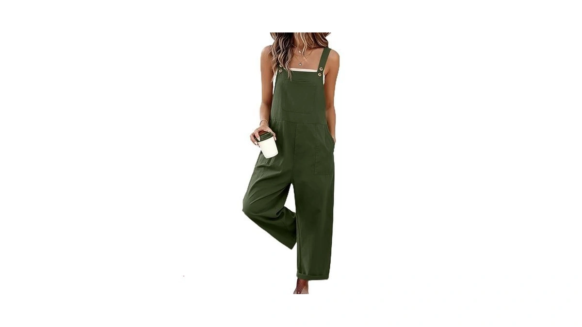 Ekouaer Overalls For Women Baggy Bib Jumpers Casual Sleeveless Jumpsuits