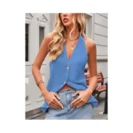 Women Sweater Vest Button Down V Neck Knit Tank Top