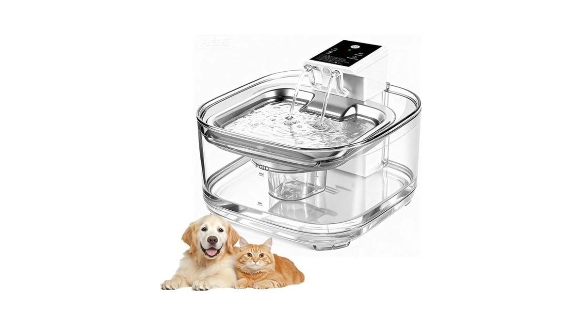 Pgid Cordless Cat Water Fountain, 5000mah Battery Rechargeable Pet Water