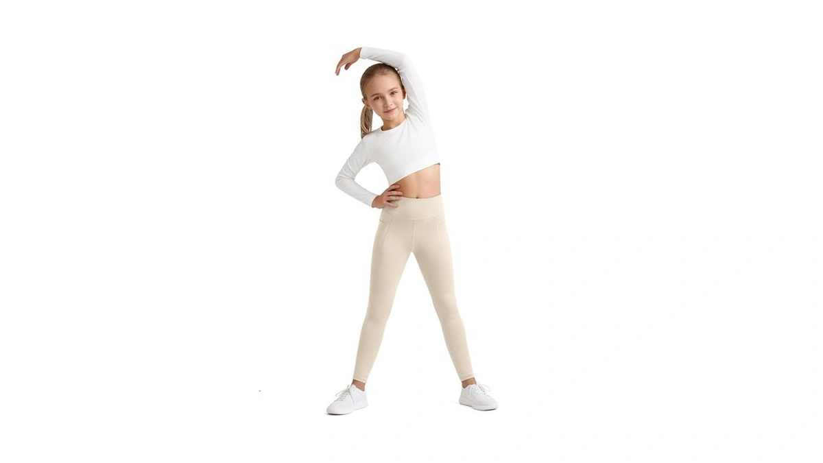 G4free Barefeel Girls Running Pants With Pockets High Waist Elastic