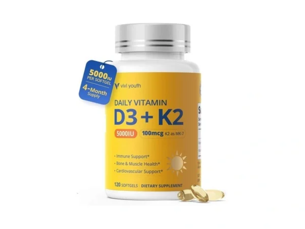 Vivi Youth Vitamin D3 K2 Supplement, Vitamin D3 5000 Iu