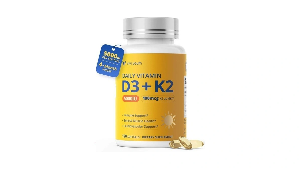Vivi Youth Vitamin D3 K2 Supplement, Vitamin D3 5000 Iu