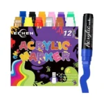 Echen 12 Colors Jumbo Acrylic Paint Markers, 15mm Waterproof Permanent