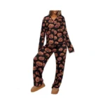 Reoria Funny Halloween Pajamas Women Button Up 2 Piece Pajama