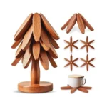 Smartwikiit Wooden Tree Trivet Set - 4 Heat-resistant Sapele Wood